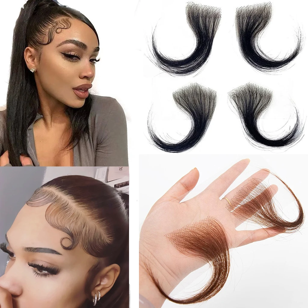 Lace Edges Baby Hair 100%Human Hair Edge for Women Swiss HD Lace Baby Hair Edges Strips Reusable Invisible Lace Hairline Instant