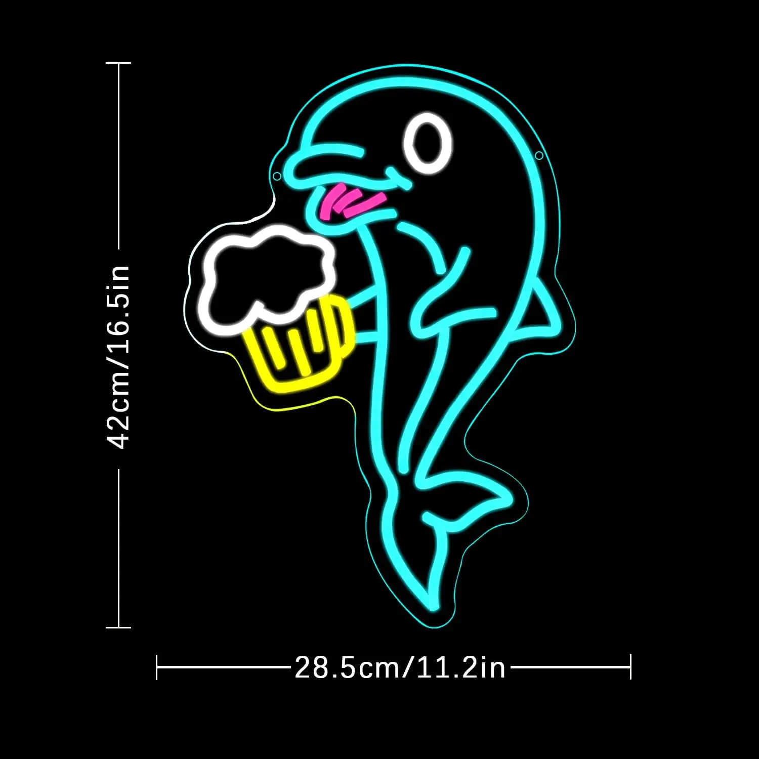 Dolphin Beer Neon Sign for Wall Decor, USB Powered Bar Neon Light,  Beer Led Light Sign for Bar, Bedroom, Man Cave