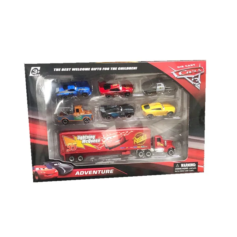 7pcs Disney Pixar Cars 3 Toy Figures Lightning McQueen Jackson 1:55 Diecast Metal Car Model Box set Car Toys Kids Christmas gift