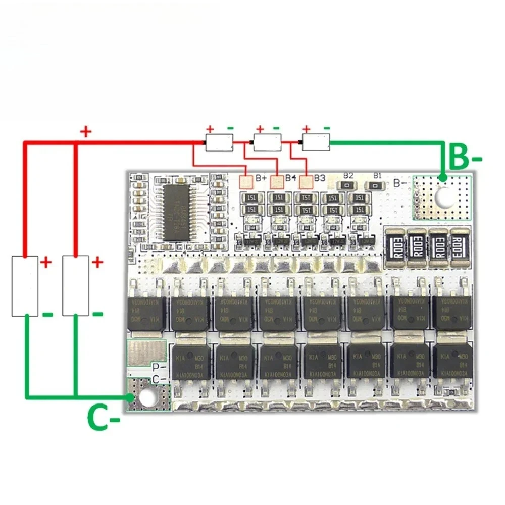 Placa de proteção de circuito de bateria de lítio 3S 4S 5S BMS Li-ion 100A Placa de circuito de proteção de carregamento de equilíbrio de bateria de lítio