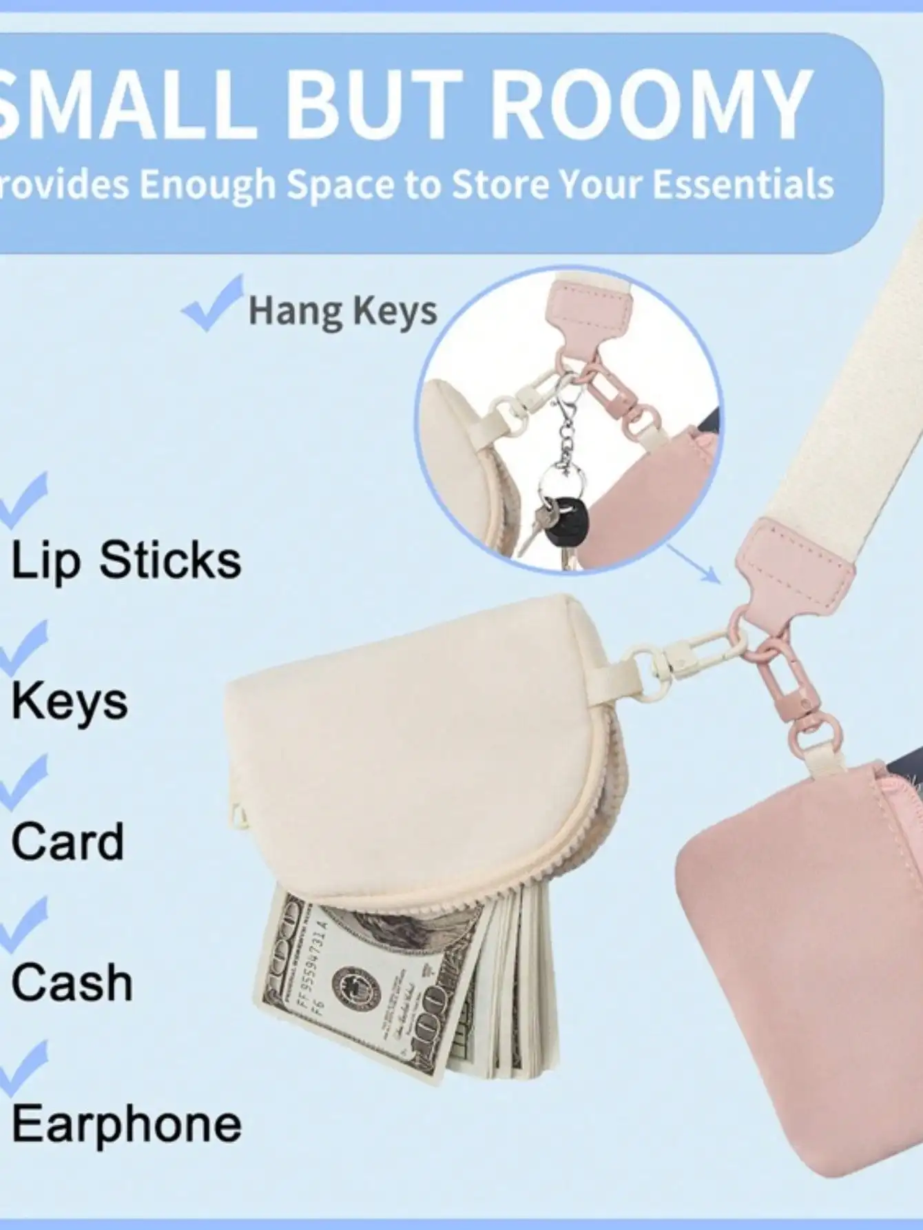 LuLu Style Women Simple Wallet Waterproof Nylon Wristlet Pouch Multifunctional For Keys Cards S Cash Fashion Key Chain Detachable & Card Holder Suitable For Sporty & Everyday Use For Women Wallet Mini Wallet Purse Wallet Wallet Keychain Coin Wallet view 4