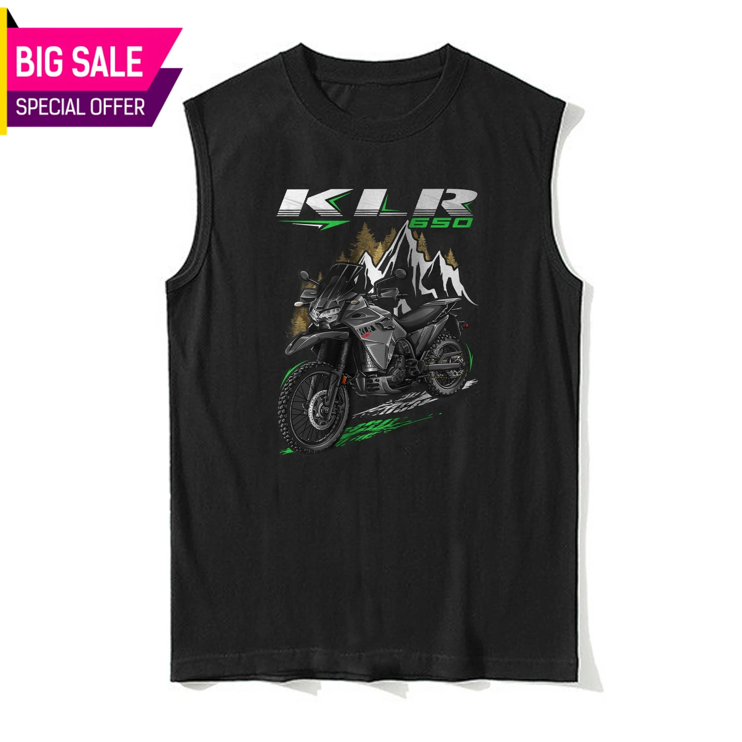 

Мужская повседневная футболка-майка без рукавов из 100% хлопка с круглым вырезом, модель 2022-2025, в стиле японского мотоцикла KLR650, уличная одежда