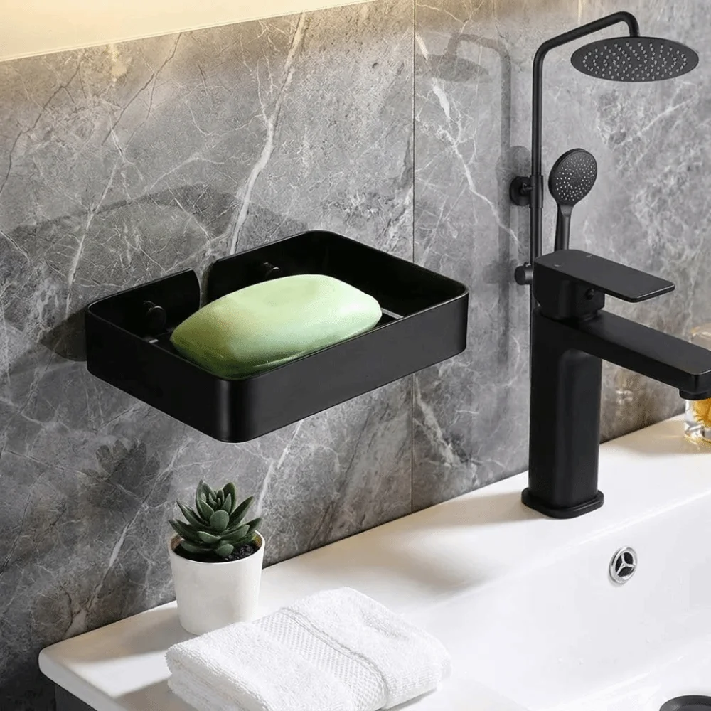 

304 Stainless Steel Stainless Steel Soap Holder Hollow Mesh Design White Black Colors Wall Mounted Soap Rack Sturdy Structure
