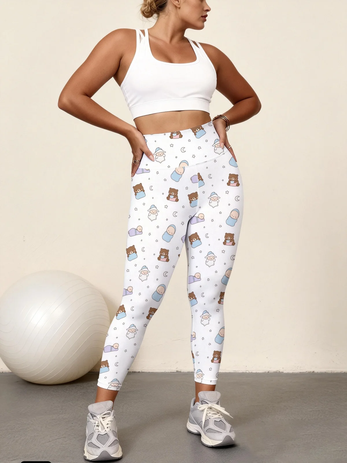 

Женские брюки для йоги с высокой талией и принтом в детском стиле, эластичные быстросохнущие спортивные леггинсы, леггинсы для фитнеса и тренажерного зала.