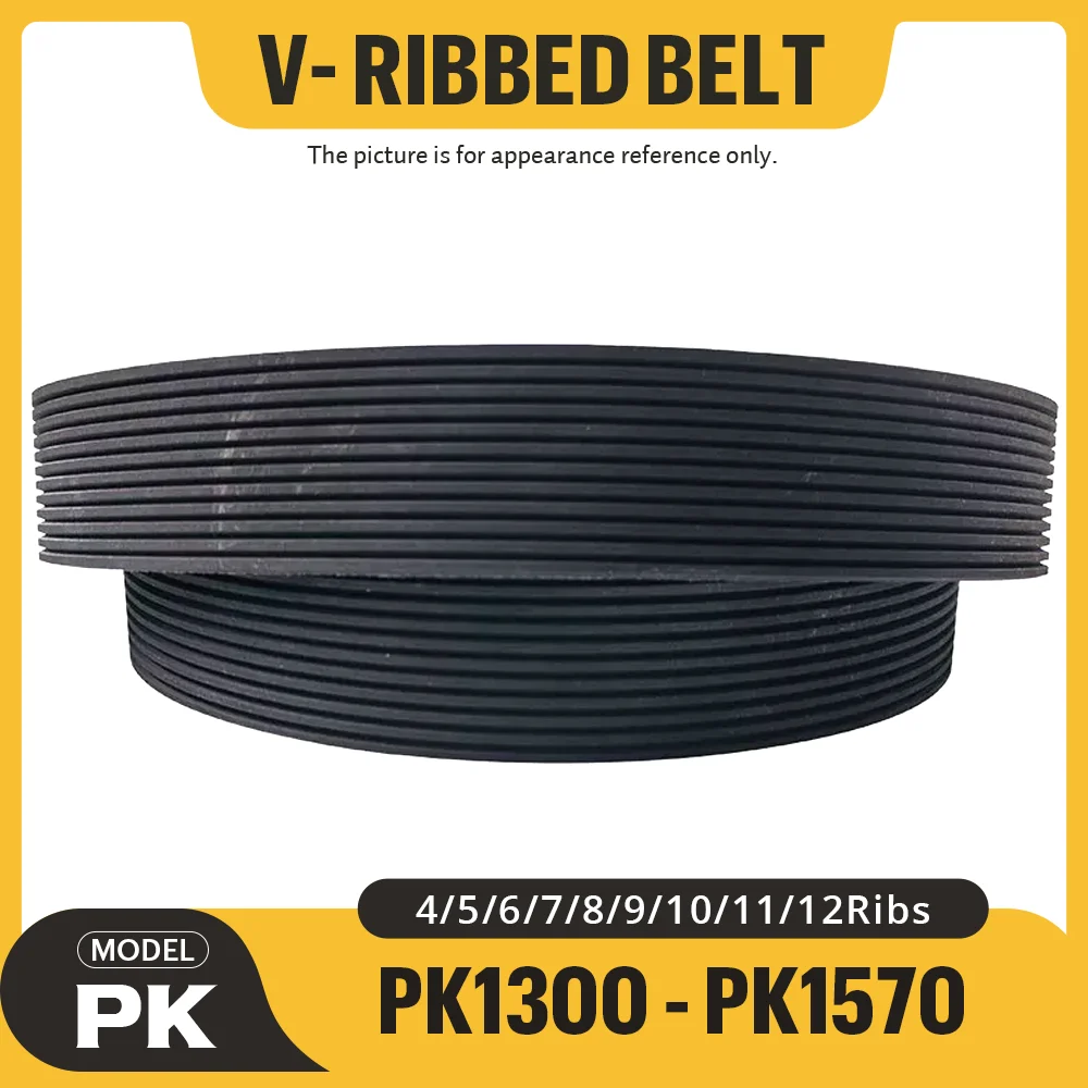 PK V-Ribbed Rubber Multi Wedge Belt Ribs 4PK-12PK Length=PK1300-PK1570 Suitable for Industrial Transmission Belts Free Shipping