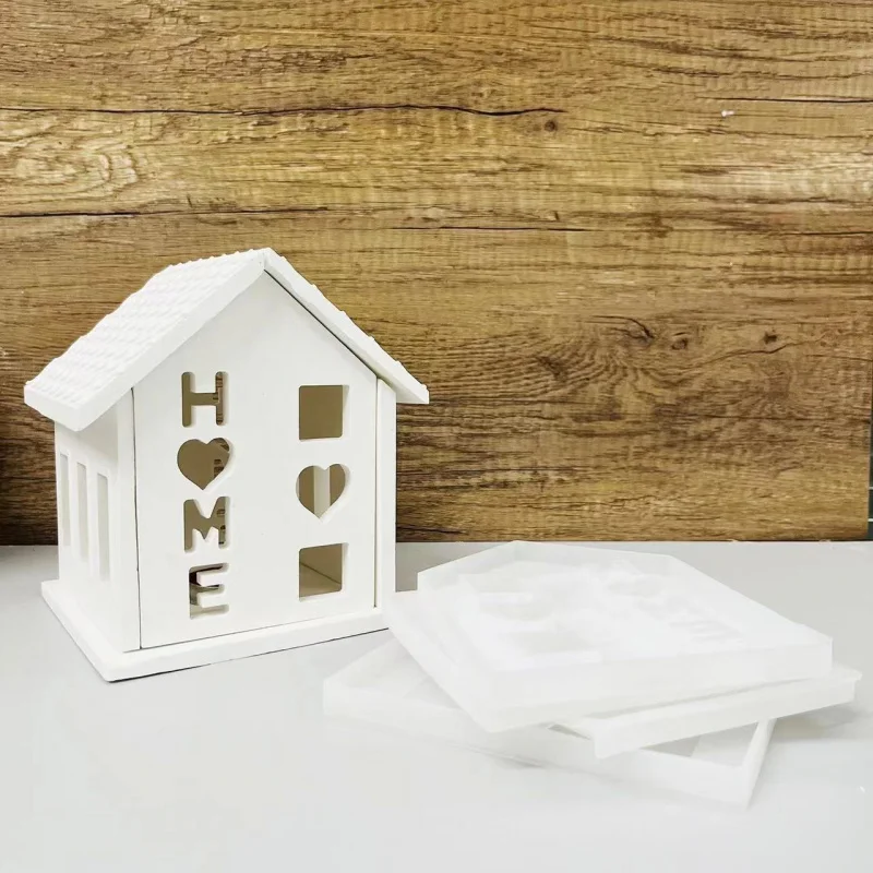 Splicing home Letter Hollow House Silicone Mold Creative Stitching House Candlestick Mold Furniture Furnishing Articles Mold