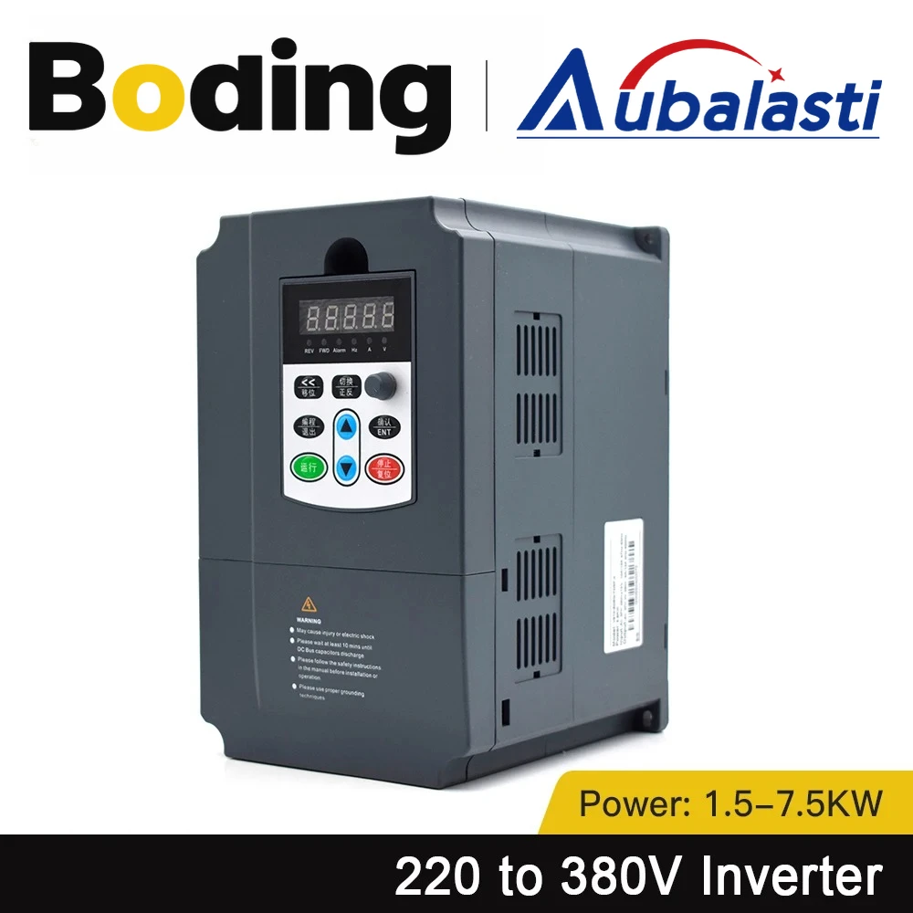 

Aubalasti VFD Inverter 1.5kw 2.2kw 3kw 4kw 5.5kw 220V to 380V With CNC Spindle Motor use for CNC Router Milling Machine Tools