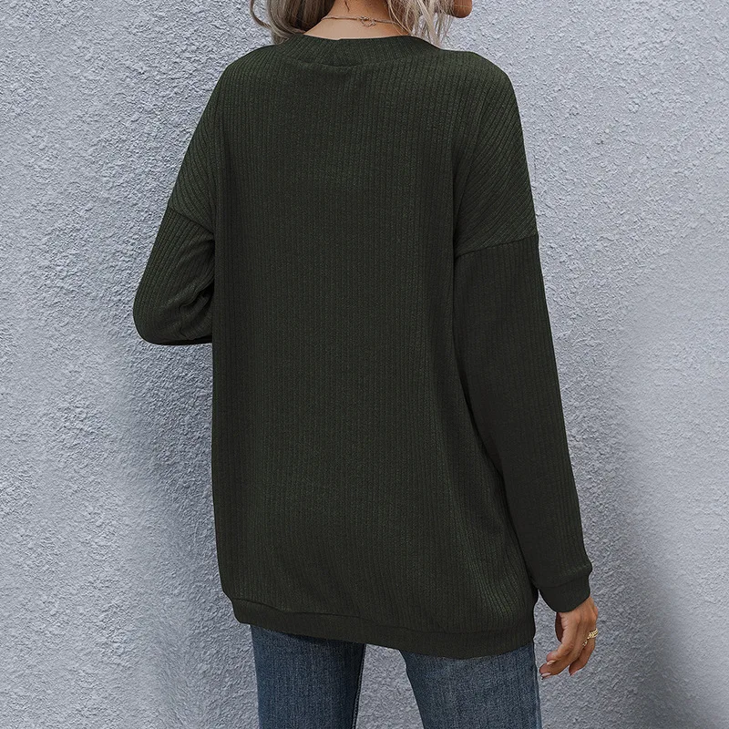 Cardigan per capelli lunghi tinta unita a maniche lunghe alla moda e casual 2025 autunno e inverno nuovi abiti da donna