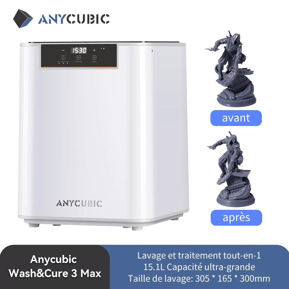 ANYCUBIC Wash & Cure 3 Max AE Version avec capacité Ultra-grande de 15,1 l pour imprimante 3D à grande résine, lavage et traitement, Machine de lavage et de durcissement tout-en-1