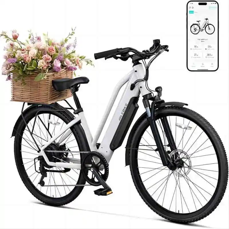 

Electric Bike New 26 inch Step Thru Electric Bicycle, Peak 750W Brushless Motor Cityrun Ebike, with 7 Speed, Up to 50 KM