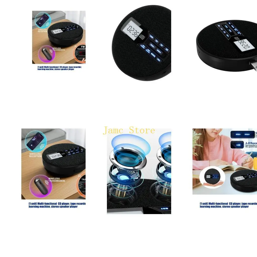 LX0B Compact ABS Disc Player With Bluetooth-compatible 5.0 And Stereo Speakers Music Player Perfect For Home And Outdoor Use