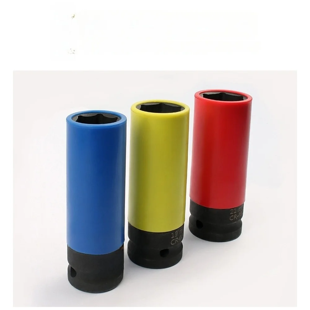 Chrome Vanadium Tire Sleeve Kit 17mm 19mm 21mm Extended Length Hex Sockets 77mm for Safe Tire Changing Operations