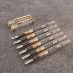 JinHao 82 Fountain Pen Transparent White Parallel Nib Flower Body Stationery Office School Supplies Ink Pen