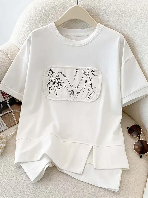 

Summer New Style Women's Loose Casual Short Sleeve T-shirt Korean Design Breathable Comfortable Slimming Fashionable Large Size