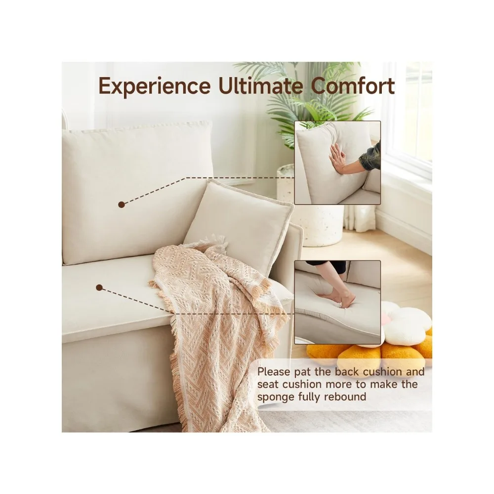 أريكة Sivory صغيرة بمقعدين، أريكة مغطاة مقاس 52 بوصة مع وسادة رمي، إطار معدني قوي، وسادة مقعد واحد، سهلة التجميع، وضعية #6