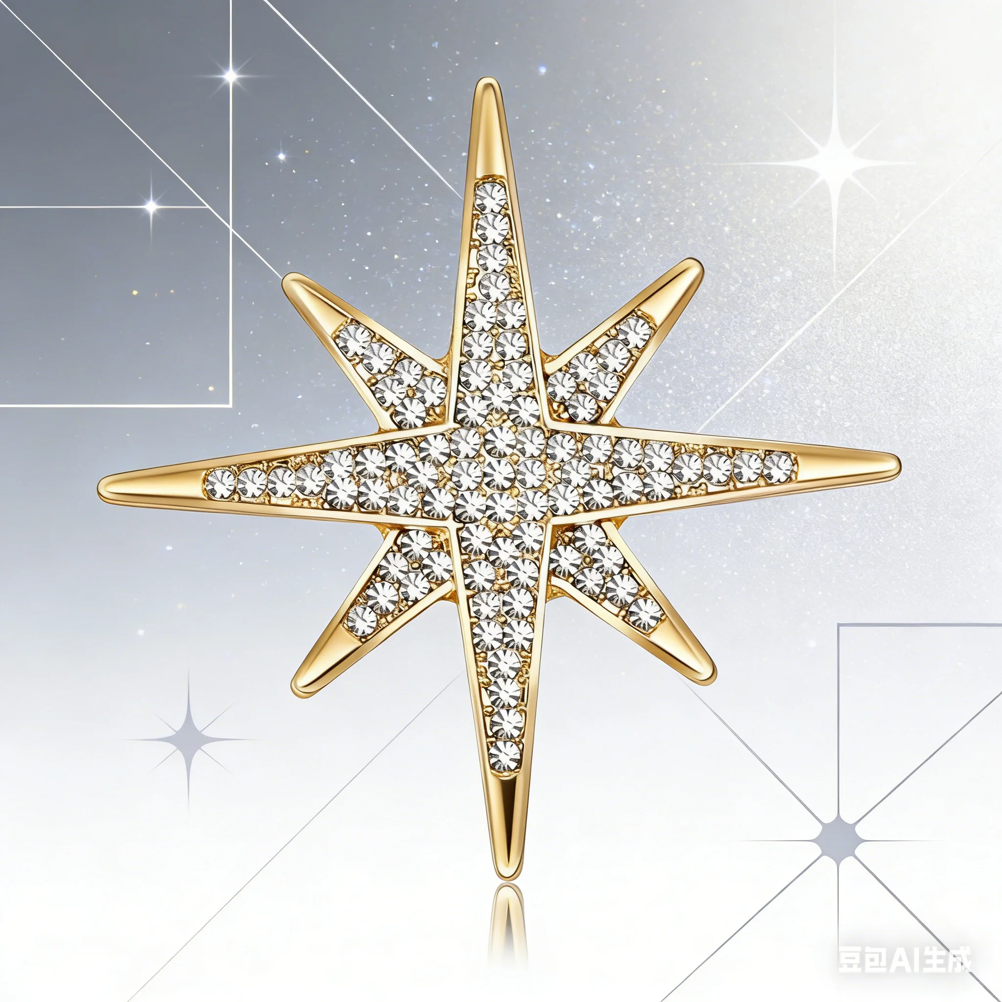 

Stylish Glossy Eight Pointed Star Brooches for Women Unisex Classic Pins Event Party New Gifts Jewelry Decoration Accessories