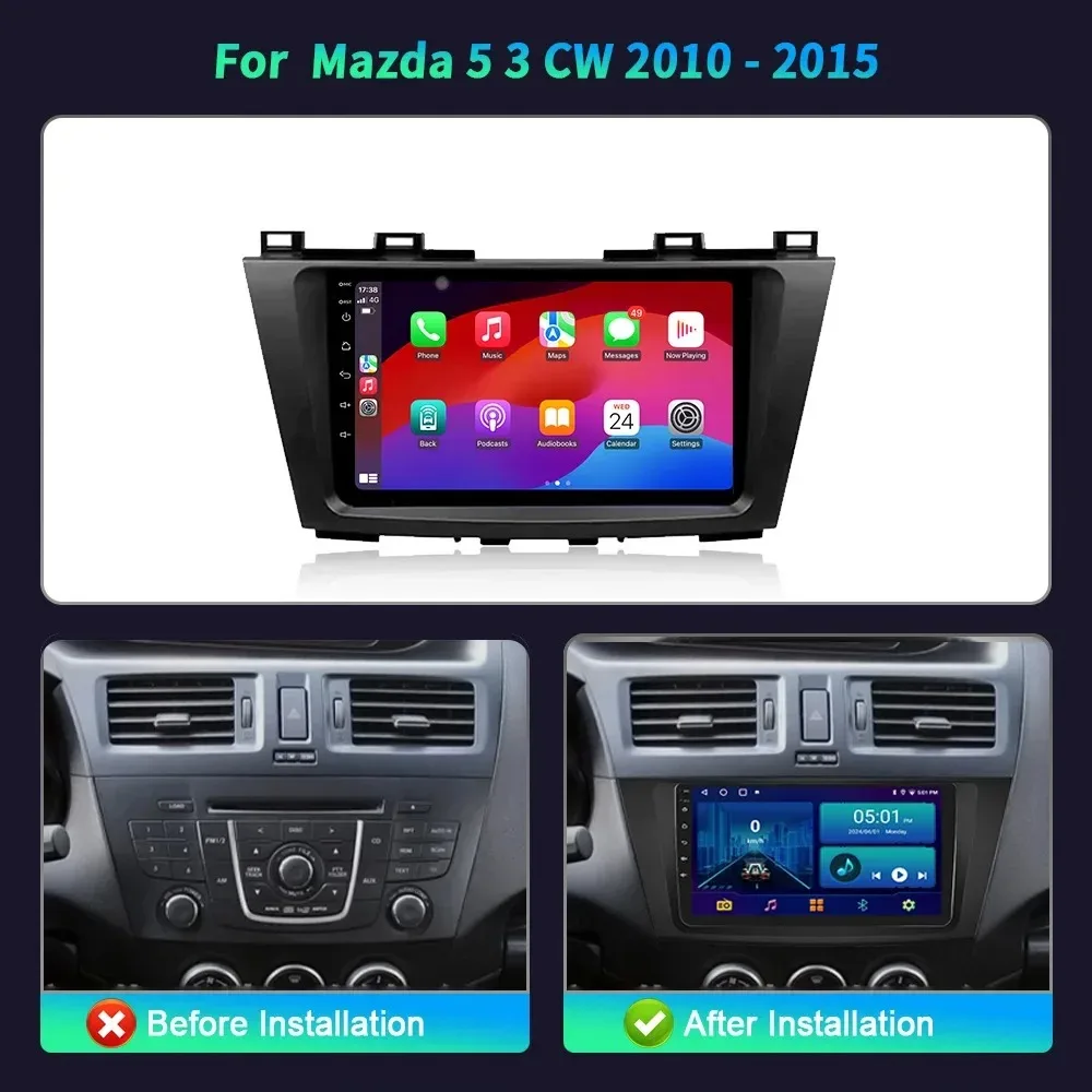 For Mazda 5 3 CW 2010-2015 Navigation Central Multimedia GPS Wireless Android 14 Apple BT Carplay Car Radio Touch Screen Stereo