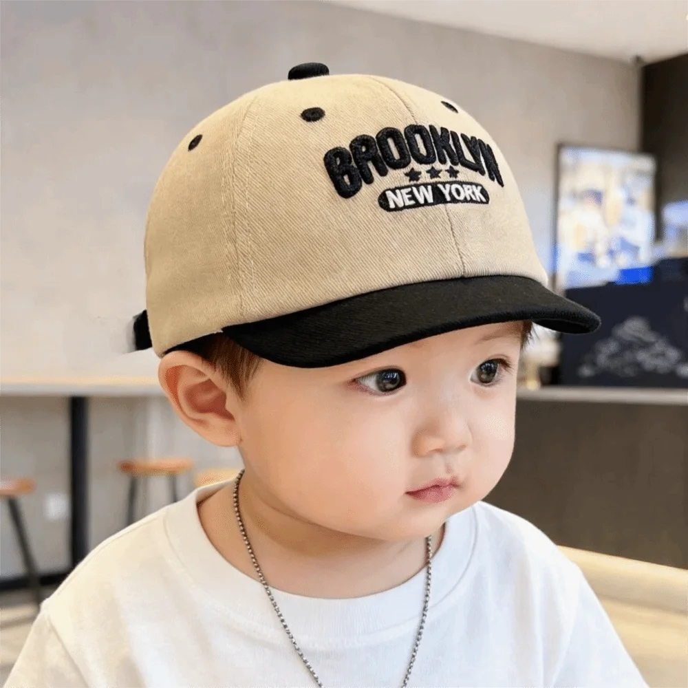 

Casual Letter Embroidery Baseball Cap Cotton Short-brimmed Children Sunscreen Hat Breathable Adjustable Peaked Caps