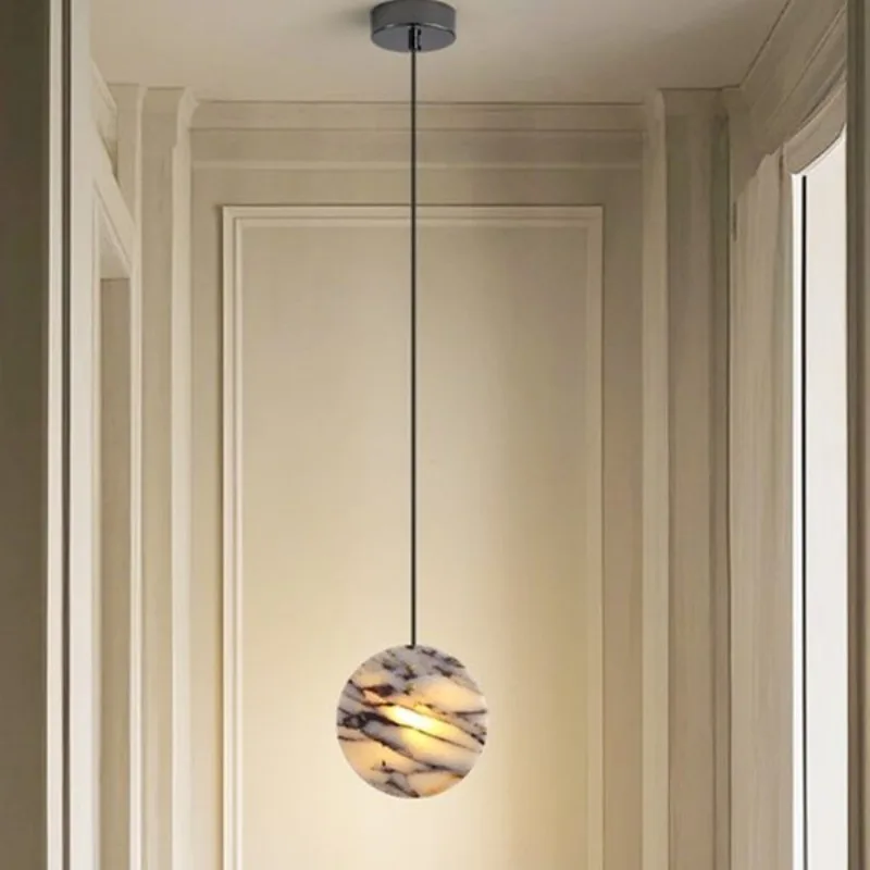 Nordic Luxury Round Marble Pendant Lights Designer Creative Suspension Lamps Living Room Bedroom
