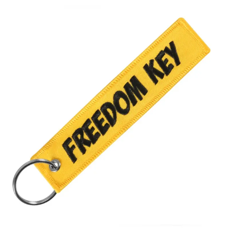 Freedom Key Chains For Cars Red Embroidery Key Ring Chain For Aviation Gifts Remove Before Flight OEM Keychain Jewelry llavero