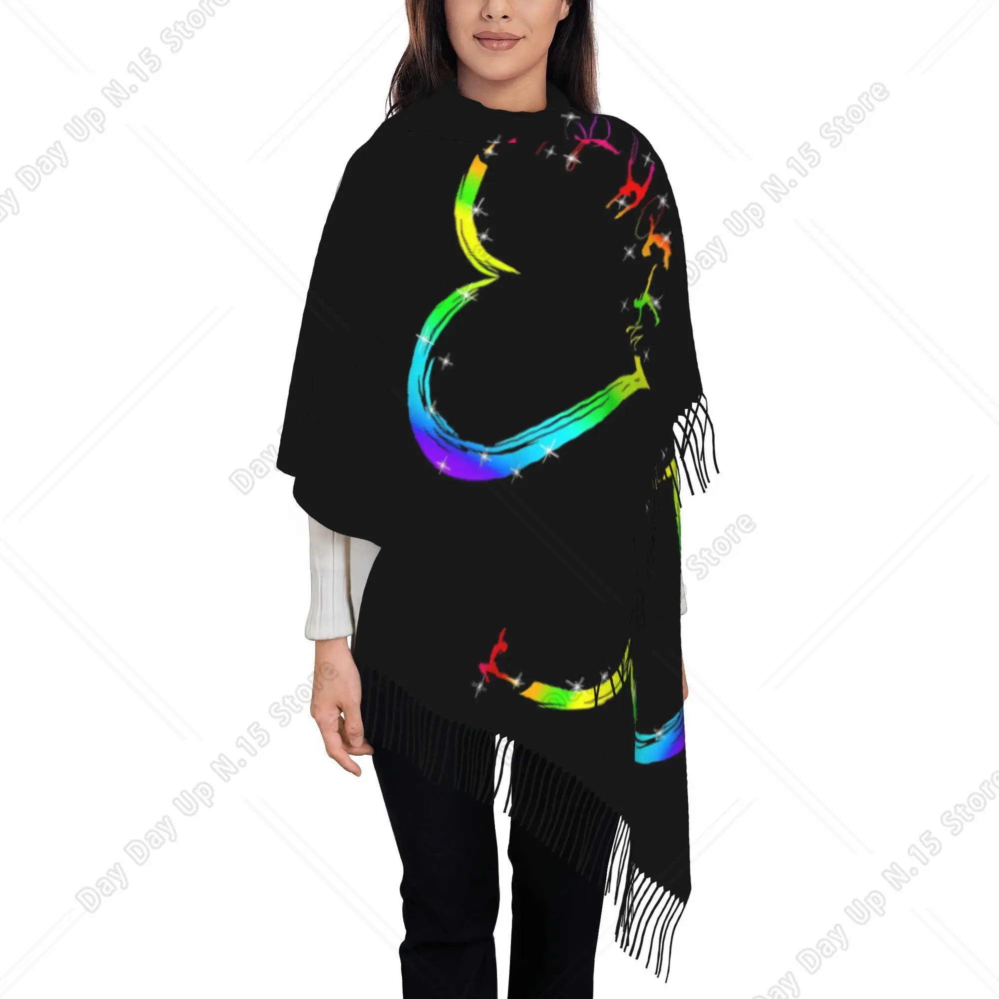 Gymnastics Heart Rainbow Fashion Print Unisex Autumn and Winter Cold Prevention FringedScarf Tassel Scarf Perfect Gift