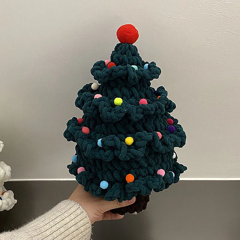 New Handmade Crochet Christmas Tree Finished Yarn DIY Knitting Wool Material Bag Hand Woven Xmas Tree Home Decor Christmas Gifts