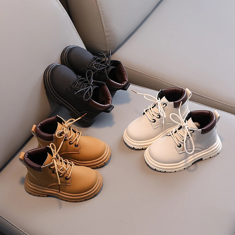 

Girls PU Leather Boots Kids Ankle Boots For Boys Children Soft Sole Boots Non-slip Outdoor Shoes Fashion Toddler Kids Short Boot