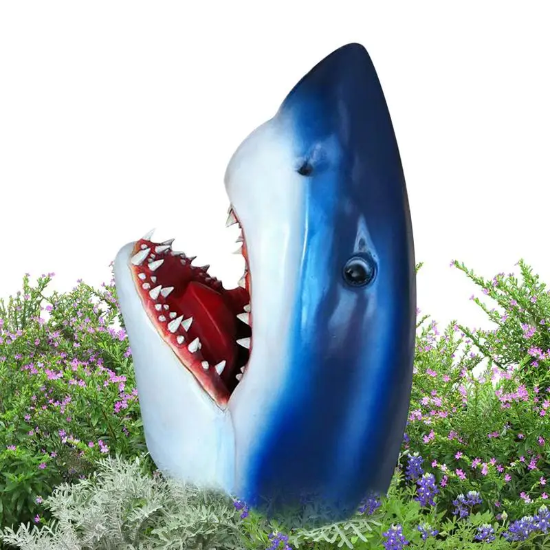 HOT Unique Great White Shark Head Sculpture Wall Hanging Resin 3D Jaws Statue Ocean Art And Craft Ornament For Home Bar Decor