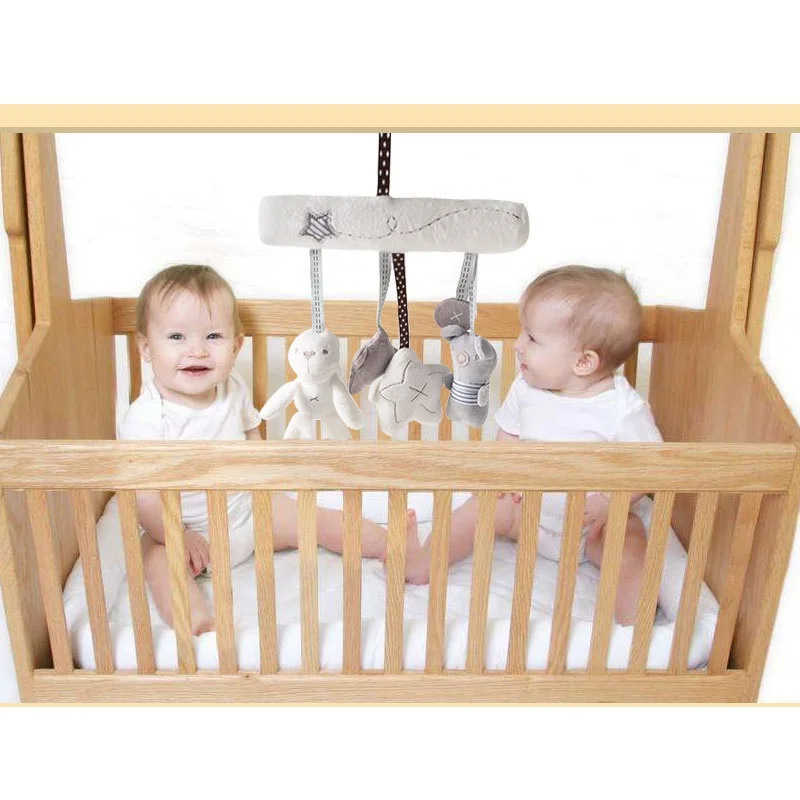 2024 New Hanging Bed Rabbit Baby Hand Bell Safety Seat Plush Toy Multifunctional Plush Toy Stroller Mobile Gifts