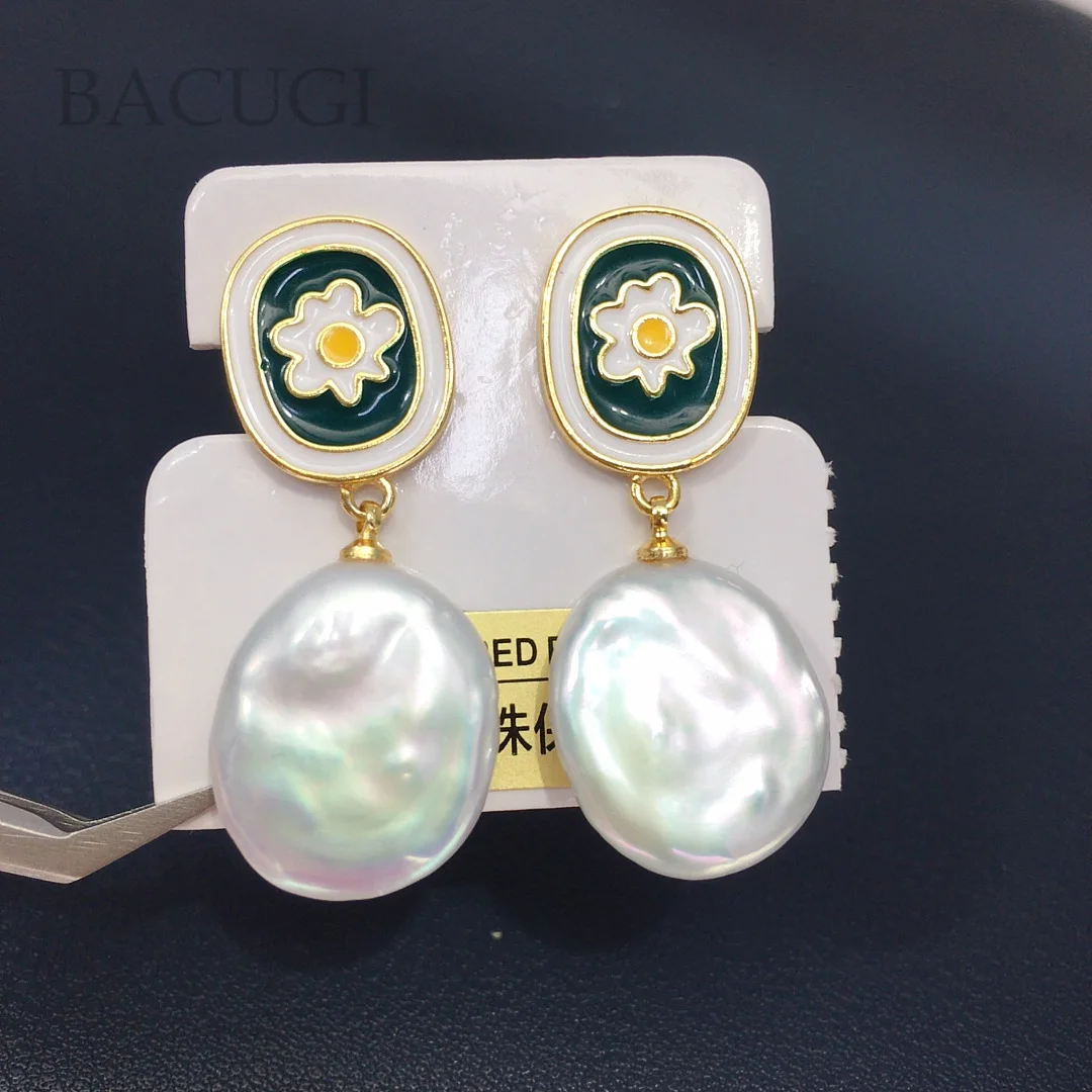 

925 Sliver Nature Freshwater Baroque Pearl Drop Earring