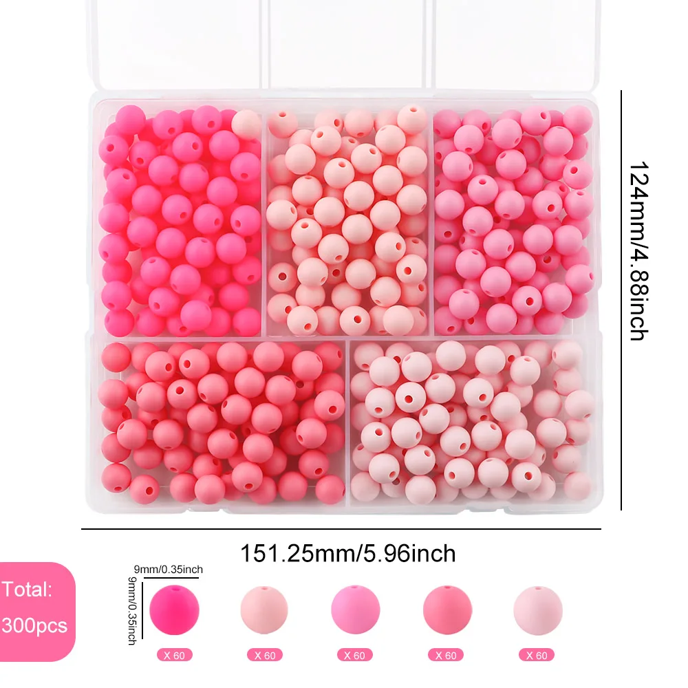 300PCS/Box, 9MM Multiple Silicone Beads Combined In The Same Color Scheme, Allowing You To Easily Match Your DIY Handmade Beads