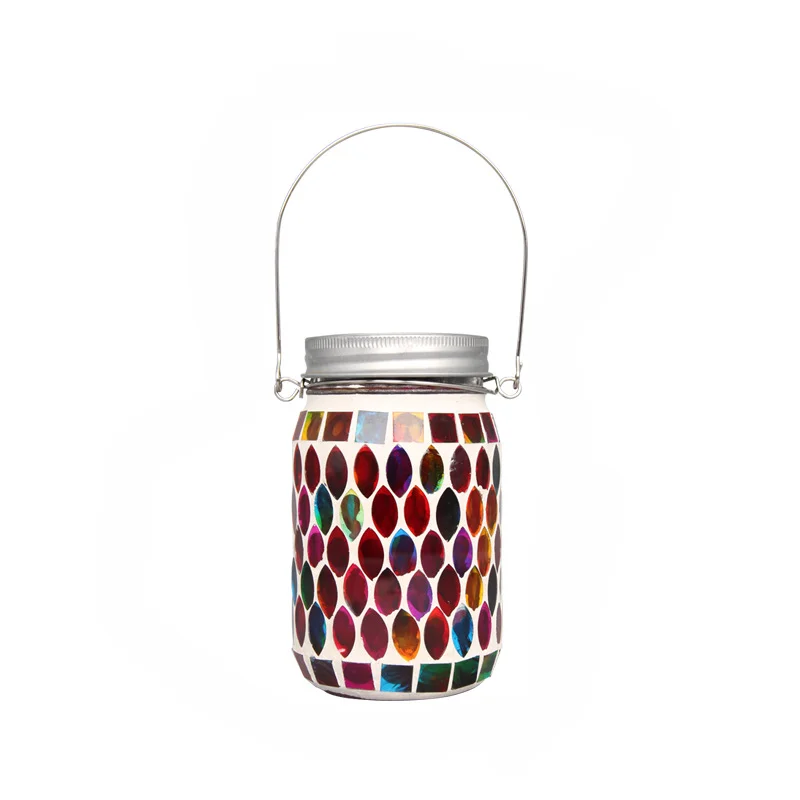 Solar Bohemian Mosaic Glass Lamp, lâmpada decorativa Mason, gramado ao ar livre, pátio, varanda, jardim, lâmpada atmosfera personalizada