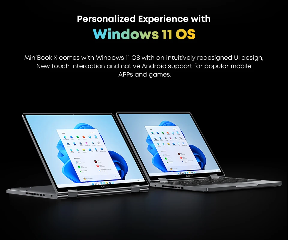 CHUWI MiniBook X U300 / N150 Laptop 10,51 Zoll 16GB RAM 512GB SSD 2-in-1 Yoga-Modus Intel Windows 11 Notebook 360 ° Wendbares WiFi 6 – Detail 15
