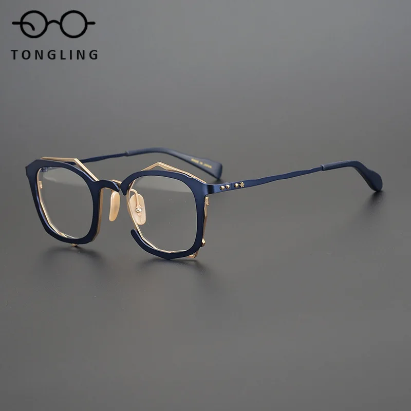 

2025New Fashionable Women Designer Handcrafted Irregularly Shaped Men Artistic Glasses Frame Supports Custom Prescription Lenses