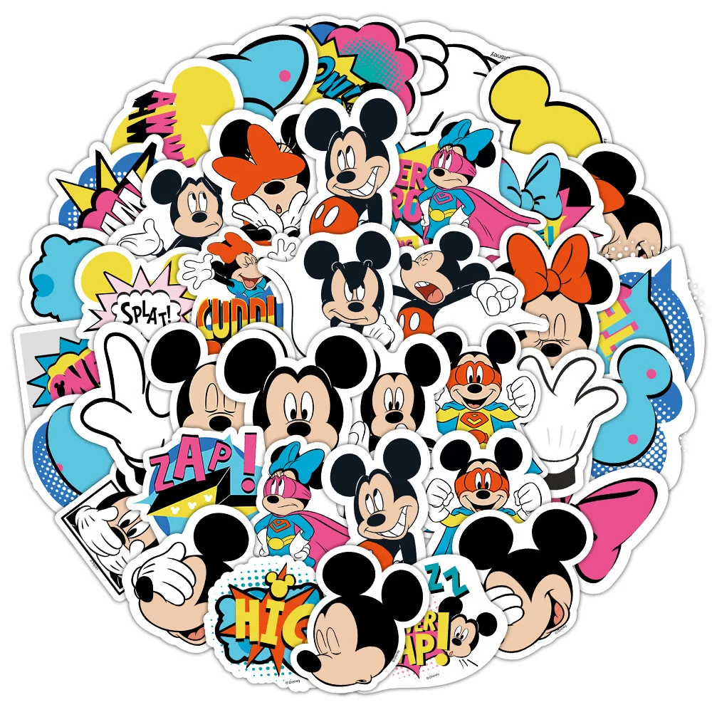 10/30/50pcs Cute Disney Mickey Mouse Anime Stickers Decal for Phone Case Notebook Skateboard Cartoon Graffiti Kids Sticker Decor