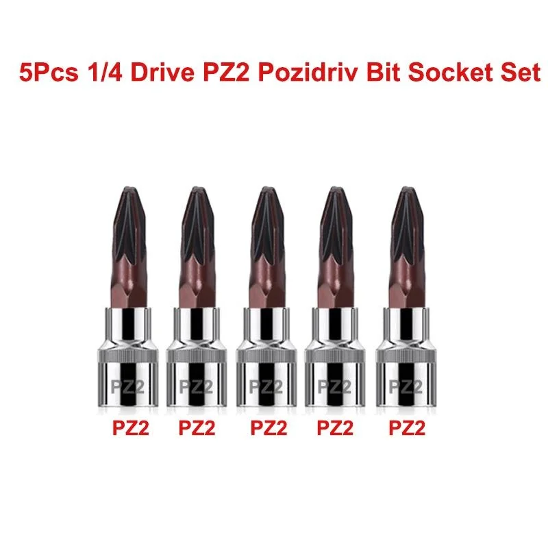 1/4 Drive Pozidriv Bit Socket Set,PZ1 PZ2 PZ3 CR-V Bit Socket S2 Steel Pozidriv Screwdriver Bit Hand Tool for Cars Trucks