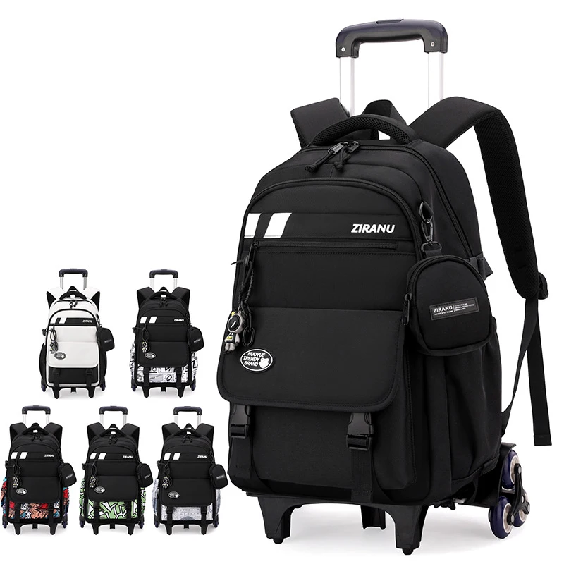 Children School Trolley Backpack for Kids Boys Wheeled Backpack Set School Bag with Wheels Rolling Luggage Bag Student Book Bag