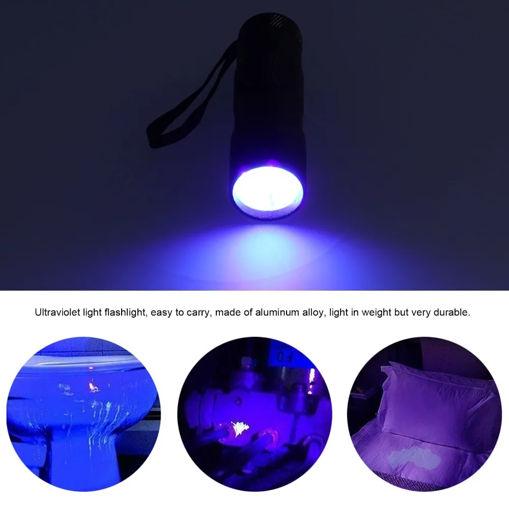 Aluminum Alloy Purple Light Flashlight Small Size Cylindrical Pet Urine Detector 12 LED Beads Handheld Pet Spot Check Torch