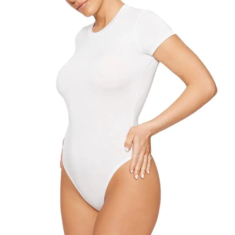 Verão 2025 casual feminino ort sve macacão apertado bodysuit confortável comprimento t-quart commuter sle senhora marca