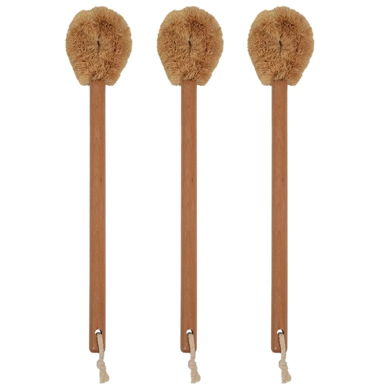 A01F-3X Updated Modern Version Toilet Bowl Brush, Natural Coconut Fiber Brush Head And Beechwood Handle With Hanging Hook