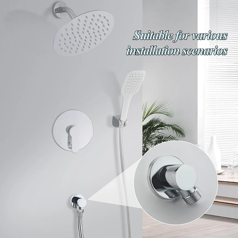 Bourdillat  Wall Round Mounted Supply Elbow, Wall Elbow for Hand Shower, Solid Brass Square Wall Round Supply Elbow, Check Valve