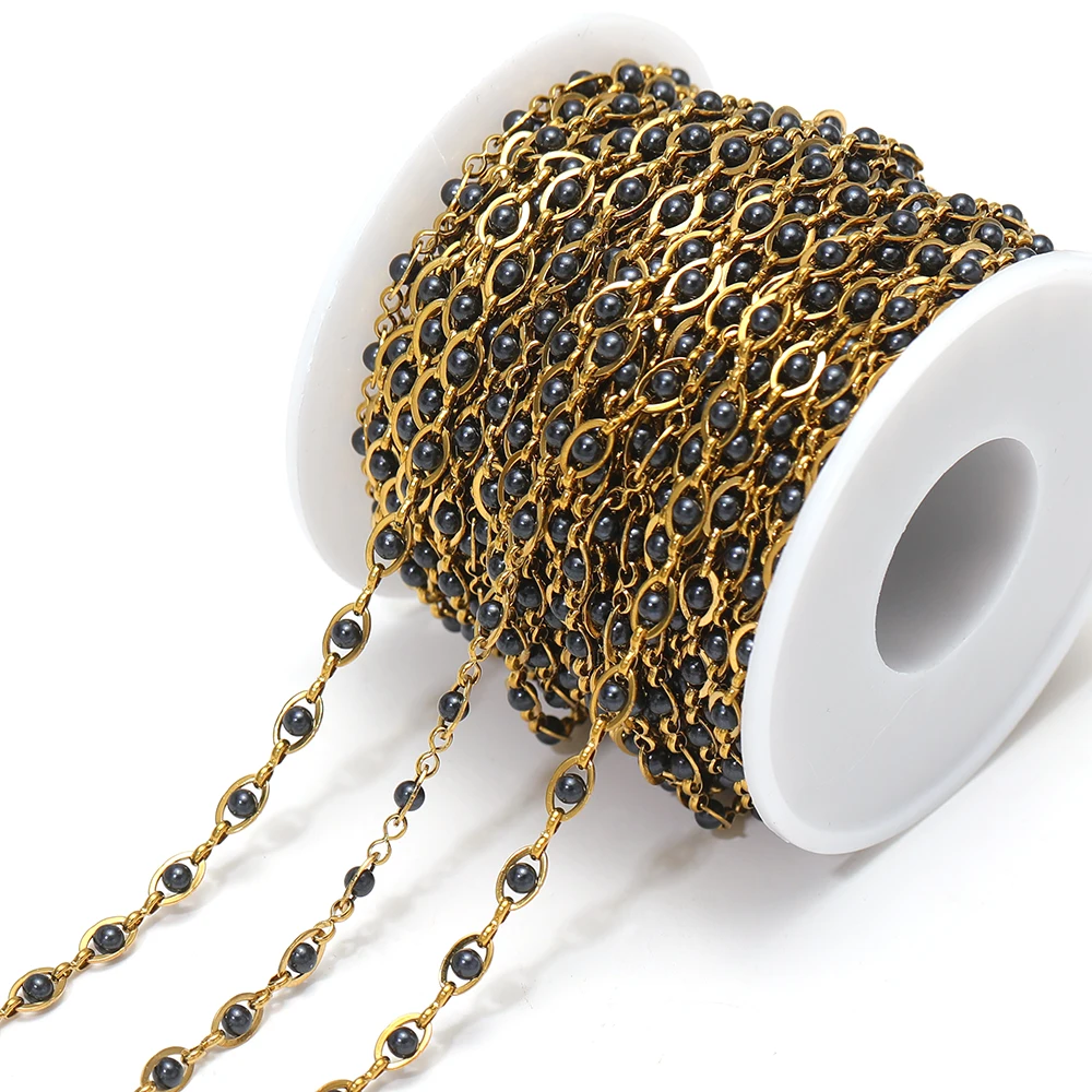 1 Meter PVD Gold Edelstahl Perlen-Augenketten für DIY Damenschmuck Halsketten Armbänder Ohrringe Bastelbedarf – Detail 4