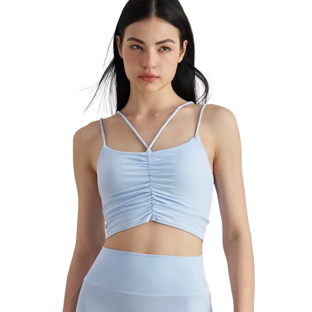 

Premium Spring Summer Sports Bra Women's Fitness Yoga Vest With Chest Pad Wrinkle Design Sports Underwear Tank Top