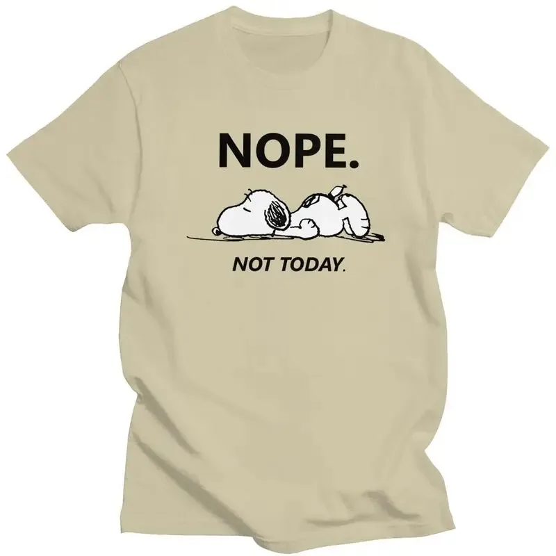 MINISO nueva camiseta de Snoopy NOPE moda divertida camiseta de algodón estampada de alta calidad amantes estilo coreano moda estudiantes gran oferta