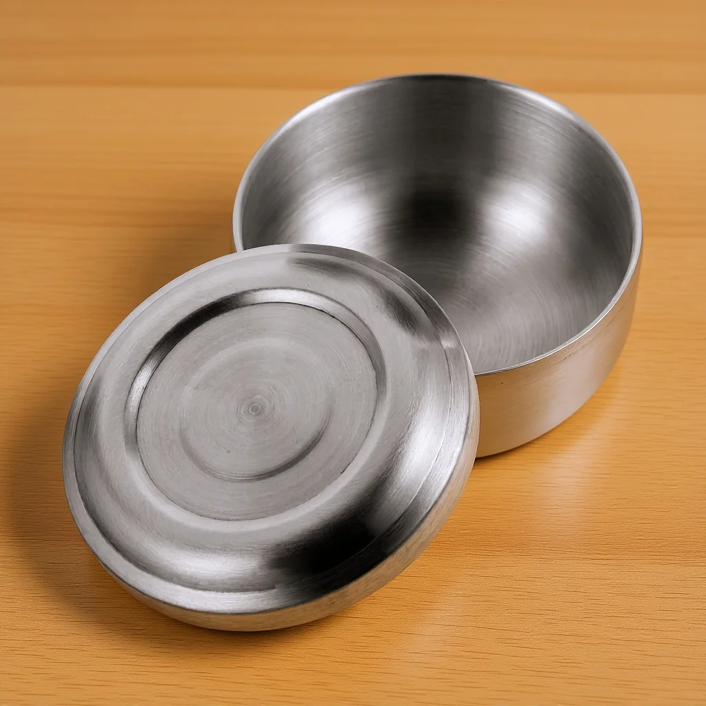 وعاء حلاقة مع غطاء للرجال من الفولاذ المقاوم للصدأ، كوب صابون كريمي، كوب رغوة، أداة تهذيب متينة، تجربة حلاقة ناعمة