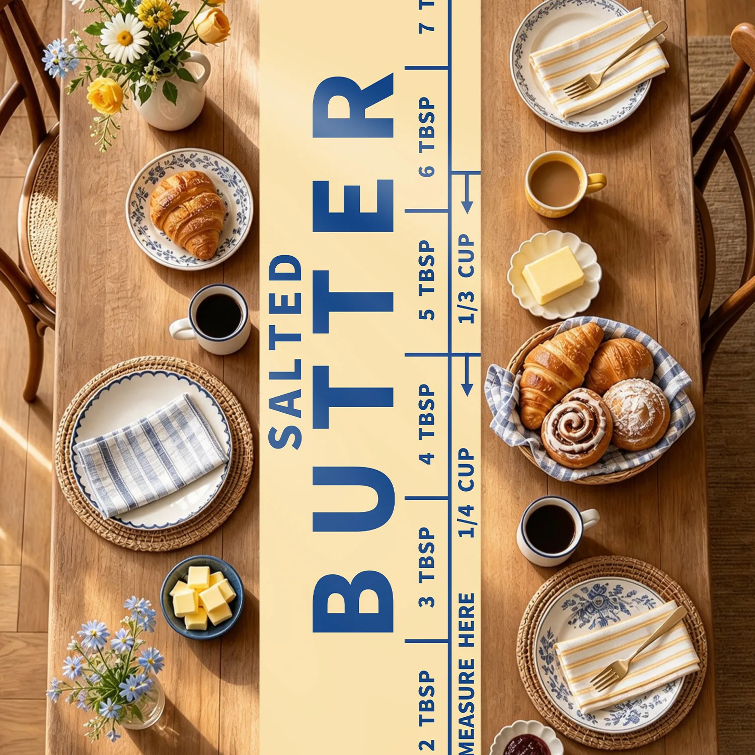 Butter Table Runner Butter With Age Birthday Party Decor Funny Salted Butter Yellow Blue Kitchen Themed Table Decoration