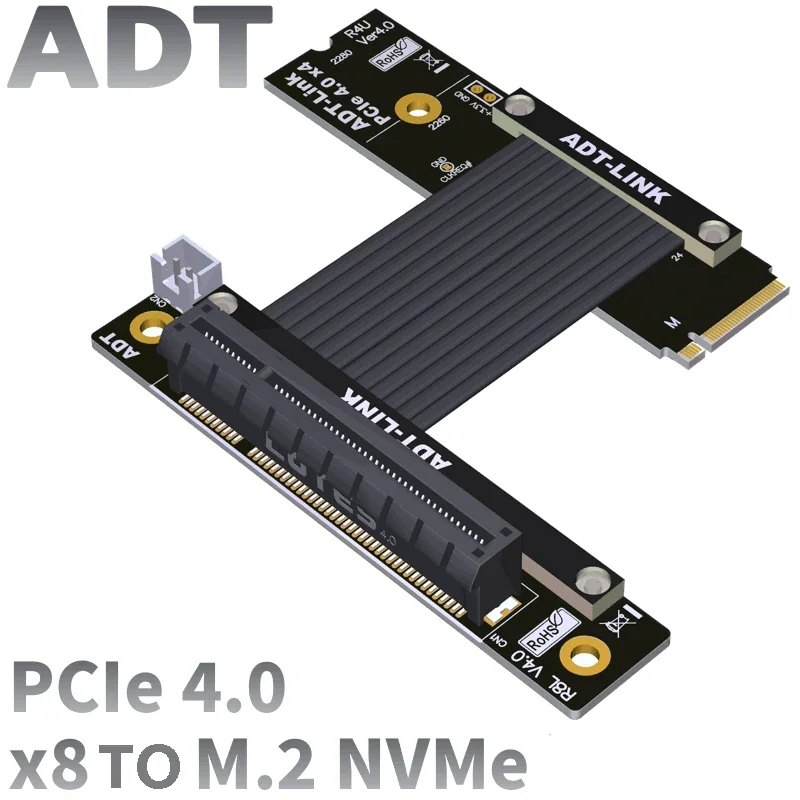 

PCIE 4.0 M.2 TO PCIE X8 Удлинительный кабель Прямой прямоугольный адаптер PCIE4.0 NVME M KEY Конвертер расширения 64 Гбит/с