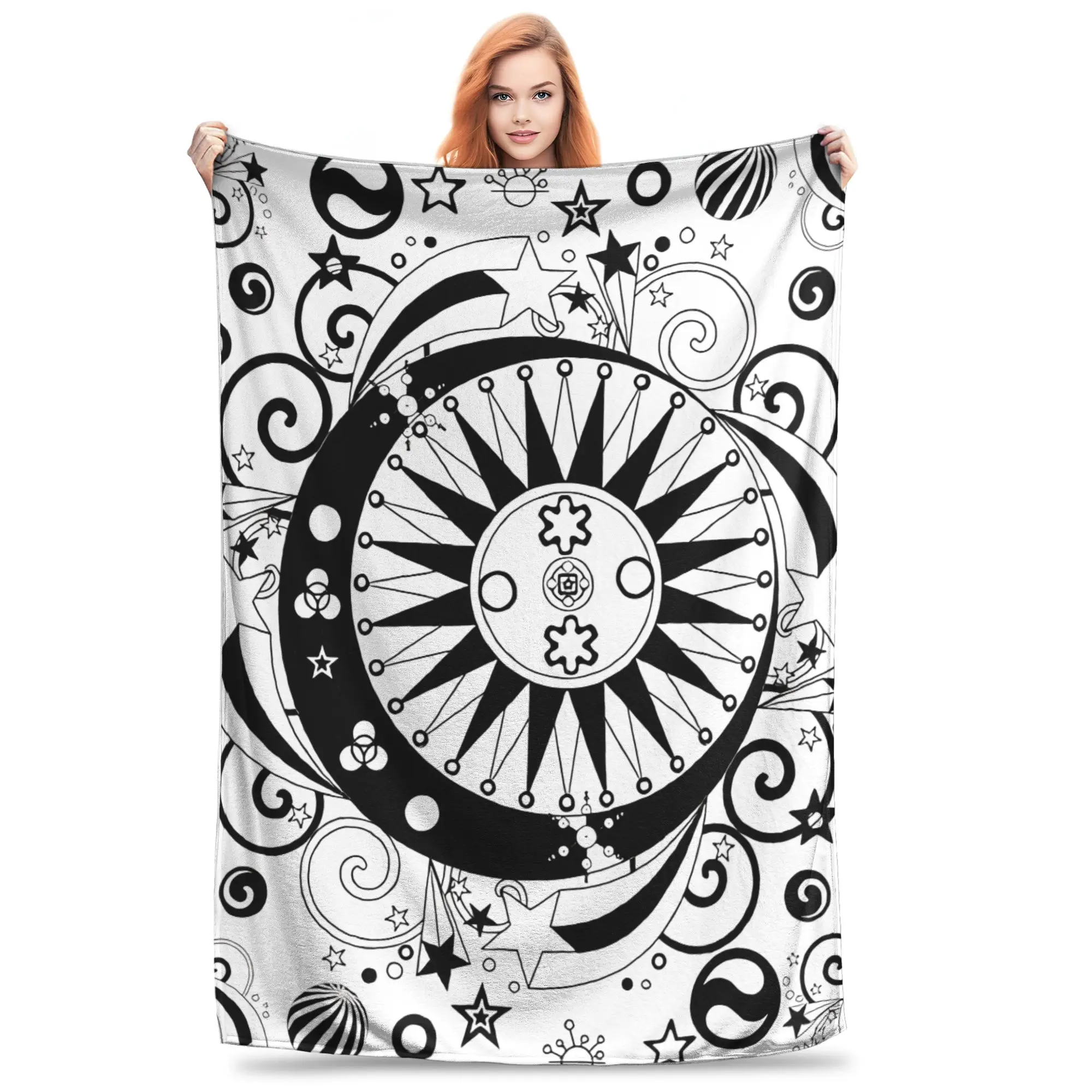 1PC Black & White, Or Color It Yourself  Blanket Throw Super Cosy Plush Living Room Sofa