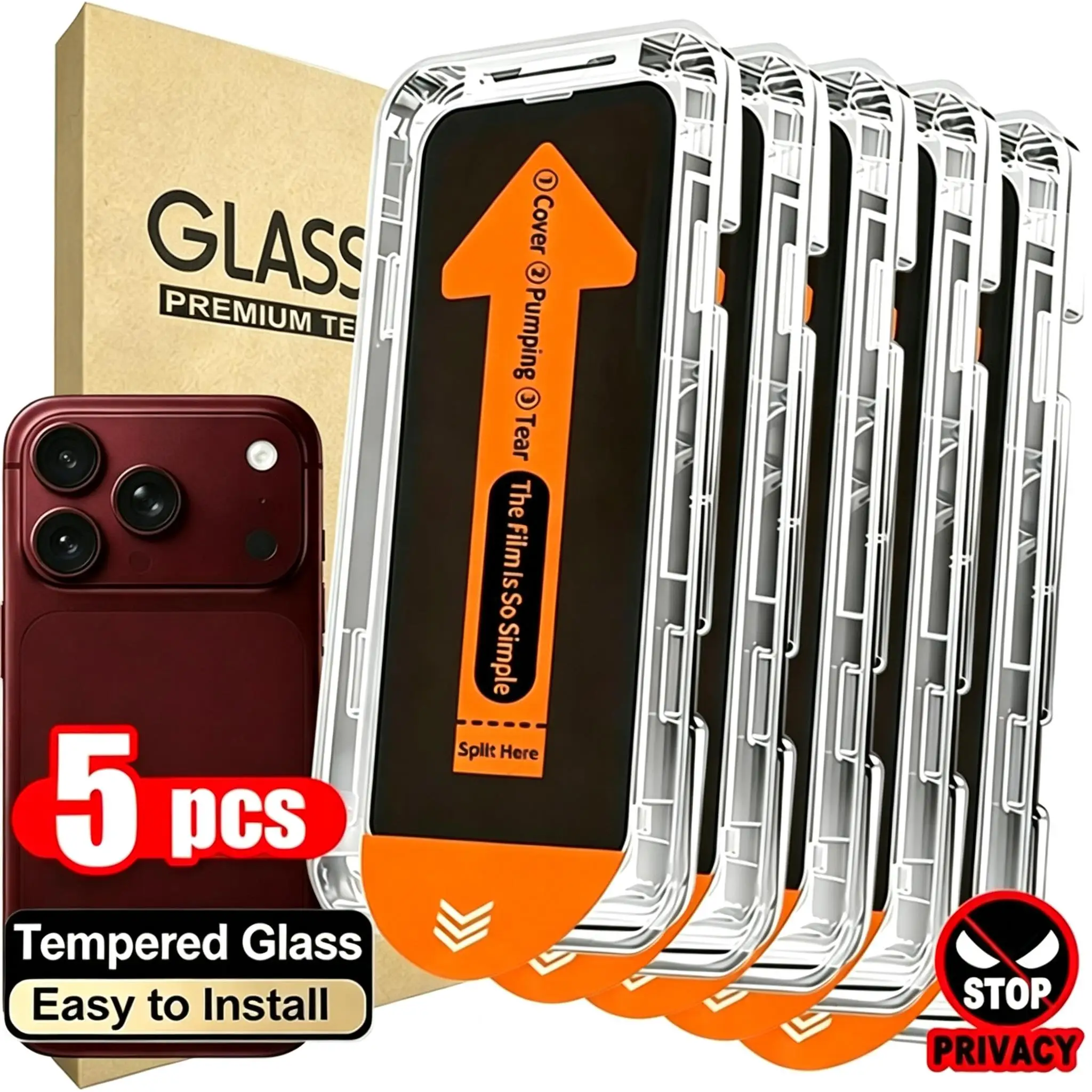 1-5Pcs 1-5Pcs Privacy Full Cover Tempered Glass For iPhone 18 Pro Max 17 16 15 13 12 11 14 Pro Max 16e Easy to Install Screen Protector - Aliexpress Deal