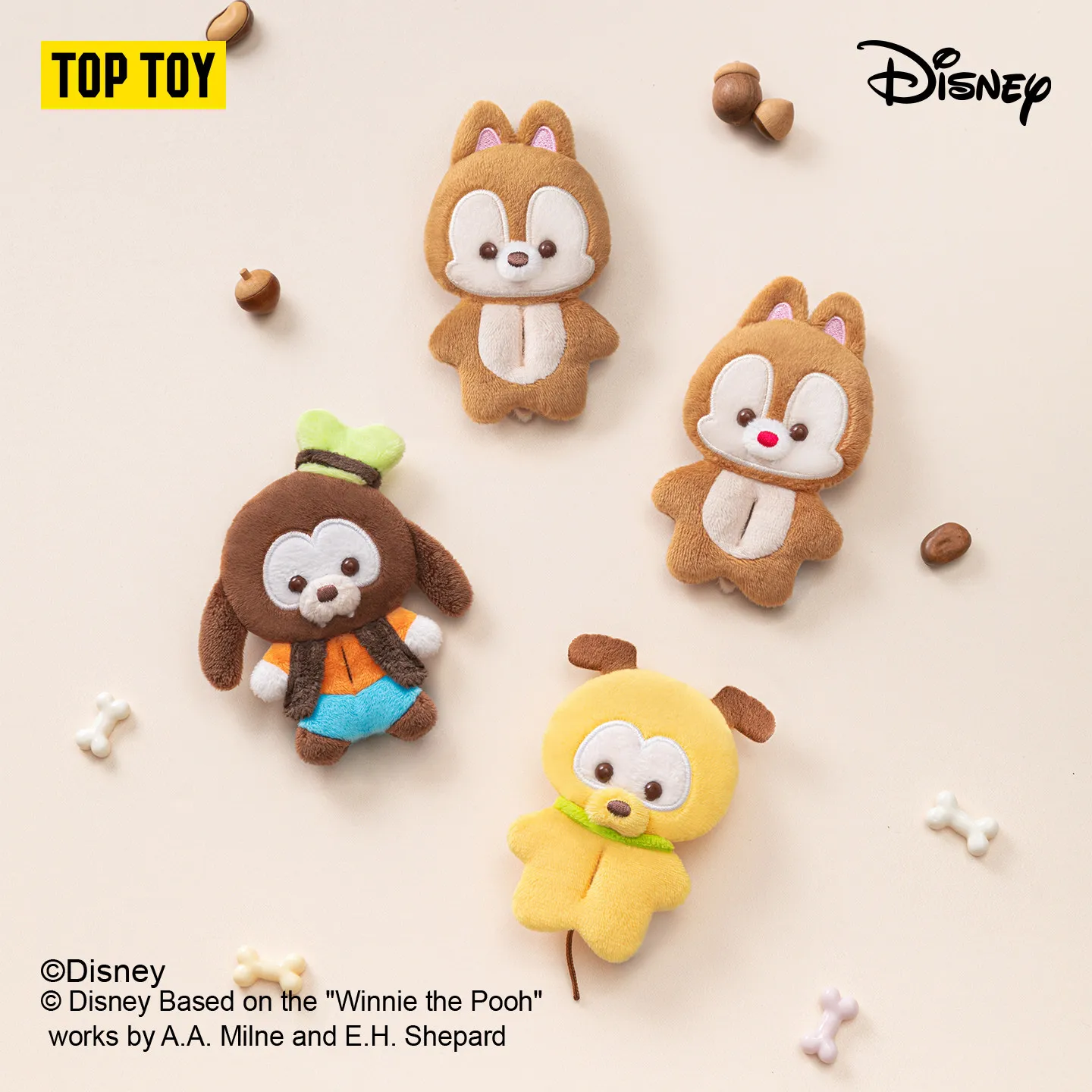 TOPTOY Disney Always With  You Series  Button Plush Blind Box Mini Doll Bag Charm Cute Hanging Decoration Collectible Gift & Toy